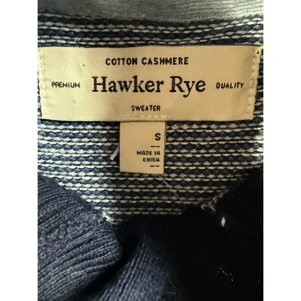Hawker Rye Mens Cotton Cashmere Mock Neck Button Henley Sweater Navy Blue Small